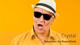  Presentation with old clothes - Presentation theme having portrait-of-an-old-elegant background and a gold colored foreground