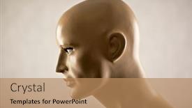  Presentation with mannequin - PPT layouts consisting of portrait-of-an-old-mannequin background and a coral colored foreground