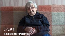  Presentation with pensioner - Audience pleasing presentation theme consisting of portrait-of-an-old-woman backdrop and a tawny brown colored foreground