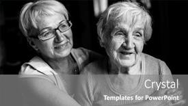  Presentation with black woman - Colorful presentation design enhanced with portrait-of-an-old-woman backdrop and a gray colored foreground