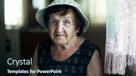  Presentation with old house - PPT layouts consisting of portrait-of-an-old-woman background and a wine colored foreground