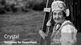  Presentation with old clothes - Slide deck having portrait-of-an-old-woman background and a dark gray colored foreground