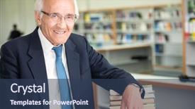  Presentation with god - Amazing presentation design having portrait of an senior god looking business man with suit and old gray hair backdrop and a ocean colored foreground