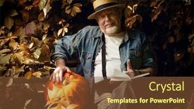  Presentation with man sitting bench - Slides featuring portrait-of-an-thoughtful-elderly background and a tawny brown colored foreground