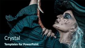  Presentation with witchcraft - Slides with portrait-of-an-ugly-halloween background and a navy blue colored foreground