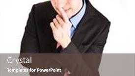  Presentation with undecided - Presentation featuring portrait-of-an-undecided-man background and a tawny brown colored foreground