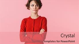  Presentation with upset - Audience pleasing PPT layouts consisting of portrait of an upset beautiful backdrop and a coral colored foreground