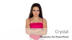  Presentation with upset - Presentation design with portrait-of-an-upset-unsatisfied background and a  colored foreground