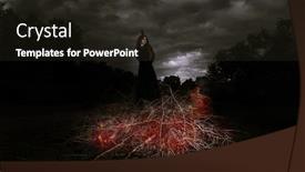  Presentation with magic - PPT theme having portrait-of-an-witch-tied background and a wine colored foreground
