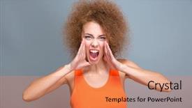  Presentation with angry - Slides enhanced with portrait of angry furious mad background and a coral colored foreground