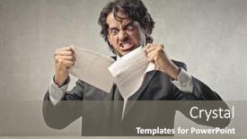  Presentation with angry - PPT layouts consisting of portrait-of-angry-man-ripping background and a gray colored foreground