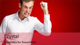  Presentation with angry - Slides consisting of portrait of angry young man background and a red colored foreground