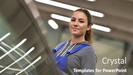  Presentation with mechanics - Audience pleasing theme consisting of portrait-of-apprentice-standing backdrop and a gray colored foreground