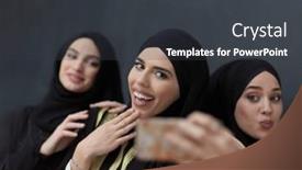  Presentation with abaya - Presentation theme with portrait-of-arab-women-wearing background and a dark gray colored foreground