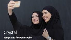  Presentation with abaya - Theme with portrait-of-arab-women-wearing background and a dark gray colored foreground