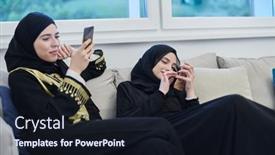  Presentation with abaya - Presentation design having portrait-of-arabian-girls-wearing background and a wine colored foreground