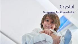  Presentation with traditional - Colorful presentation theme enhanced with portrait-of-arabian-kid-wearing backdrop and a sky blue colored foreground