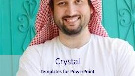  Presentation with arabic - Cool new presentation theme with portrait of arabic man backdrop and a sky blue colored foreground