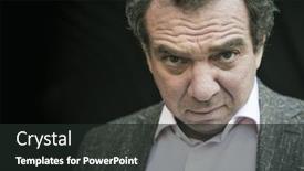  Presentation with look - Theme with portrait-of-artful-men-look background and a dark gray colored foreground