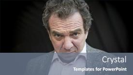  Presentation with look - Colorful slide deck enhanced with portrait-of-artful-men-look backdrop and a gray colored foreground