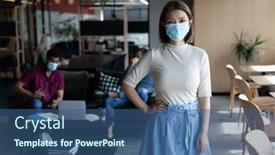  Presentation with hygiene - Slide deck with portrait-of-asian-businesswoman-wearing background and a ocean colored foreground