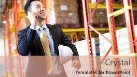  Presentation with confidence - Amazing presentation theme having portrait-of-asian-confidence-businessman backdrop and a coral colored foreground