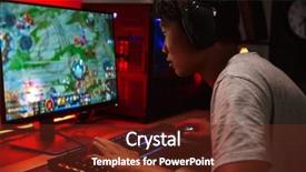  Presentation with video game - Presentation theme enhanced with portrait of asian gamer boy background and a tawny brown colored foreground