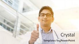  Presentation with medical smiling doctor - PPT theme having portrait of asian indian medical background and a lemonade colored foreground