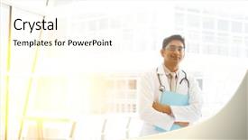  Presentation with doctor asian - Presentation theme with portrait of asian indian medical background and a cream colored foreground