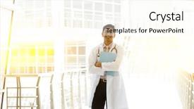  Presentation with asian doctor - Colorful presentation enhanced with portrait of asian indian medical backdrop and a cream colored foreground