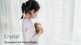  Presentation with child protection - Presentation design featuring portrait-of-asian-little-child background and a white colored foreground