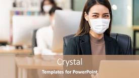  Presentation with social work - Cool new presentation with portrait-of-asian-office-employee backdrop and a coral colored foreground