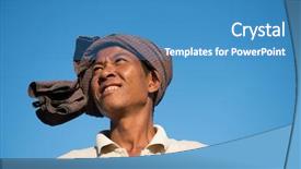  Presentation with myanmar bagan - Slide set featuring portrait of asian traditional farmer background and a teal colored foreground