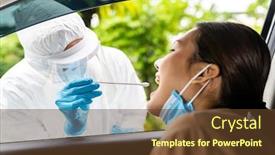  Presentation with medical ppe - Presentation theme featuring portrait-of-asian-woman-drive background and a tawny brown colored foreground