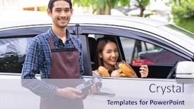  Presentation with online grocery - Audience pleasing slide deck consisting of portrait-of-asian-woman-make backdrop and a lemonade colored foreground