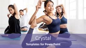 Presentation with healthy lifestyle - Cool new slide set with portrait-of-asian-yoga-instructor backdrop and a violet colored foreground