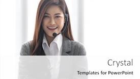  Presentation with technical service - PPT theme with portrait-of-asian-young-adult background and a white colored foreground