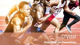  Presentation with athlete - PPT theme featuring portrait-of-athlete-runners-running background and a coral colored foreground