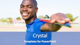  Presentation with stadium - PPT layouts with portrait of athlete standing with javelin in stadium background and a teal colored foreground
