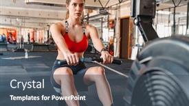  Presentation with rowing - Theme featuring portrait-of-athletic-beautiful-sportswoman background and a ocean colored foreground