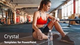  Presentation with smartwatch - Amazing PPT layouts having portrait-of-athletic-beautiful-sportswoman backdrop and a tawny brown colored foreground