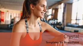  Presentation with smartwatch - Audience pleasing theme consisting of portrait-of-athletic-joyful-sportswoman backdrop and a red colored foreground