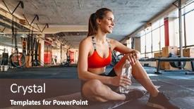  Presentation with smartwatch - PPT layouts featuring portrait-of-athletic-smiling-sportswoman background and a tawny brown colored foreground