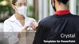  Presentation with deliver - Cool new presentation theme with portrait-of-atrractive-asian-woman backdrop and a black colored foreground