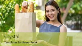  Presentation with asian food - Audience pleasing slides consisting of portrait-of-attractive-and-smile backdrop and a yellow colored foreground