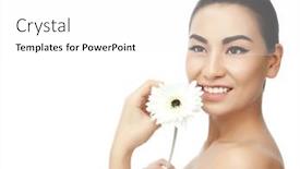  Presentation with asian - PPT theme enhanced with portrait-of-attractive-asian-smiling background and a white colored foreground