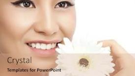  Presentation with asian - Theme consisting of portrait-of-attractive-asian-smiling background and a coral colored foreground