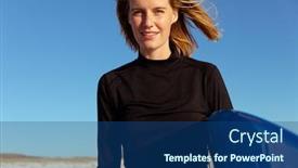  Presentation with summer time - Cool new presentation theme with portrait-of-attractive-blonde-caucasian backdrop and a ocean colored foreground