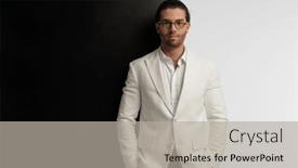  Presentation with black hands - Presentation design consisting of portrait-of-attractive-businessman-putting background and a light gray colored foreground