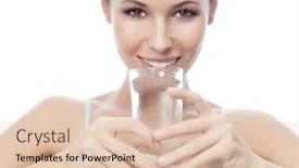  Presentation with drinking water - Amazing slides having portrait of attractive caucasian smiling woman isolated on white studio shot drinking water backdrop and a lemonade colored foreground